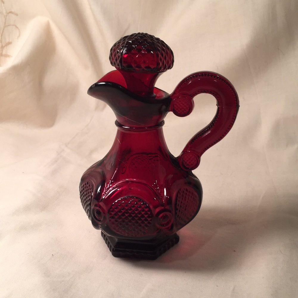 Vintage Avon cape cod red pressed glass cruet